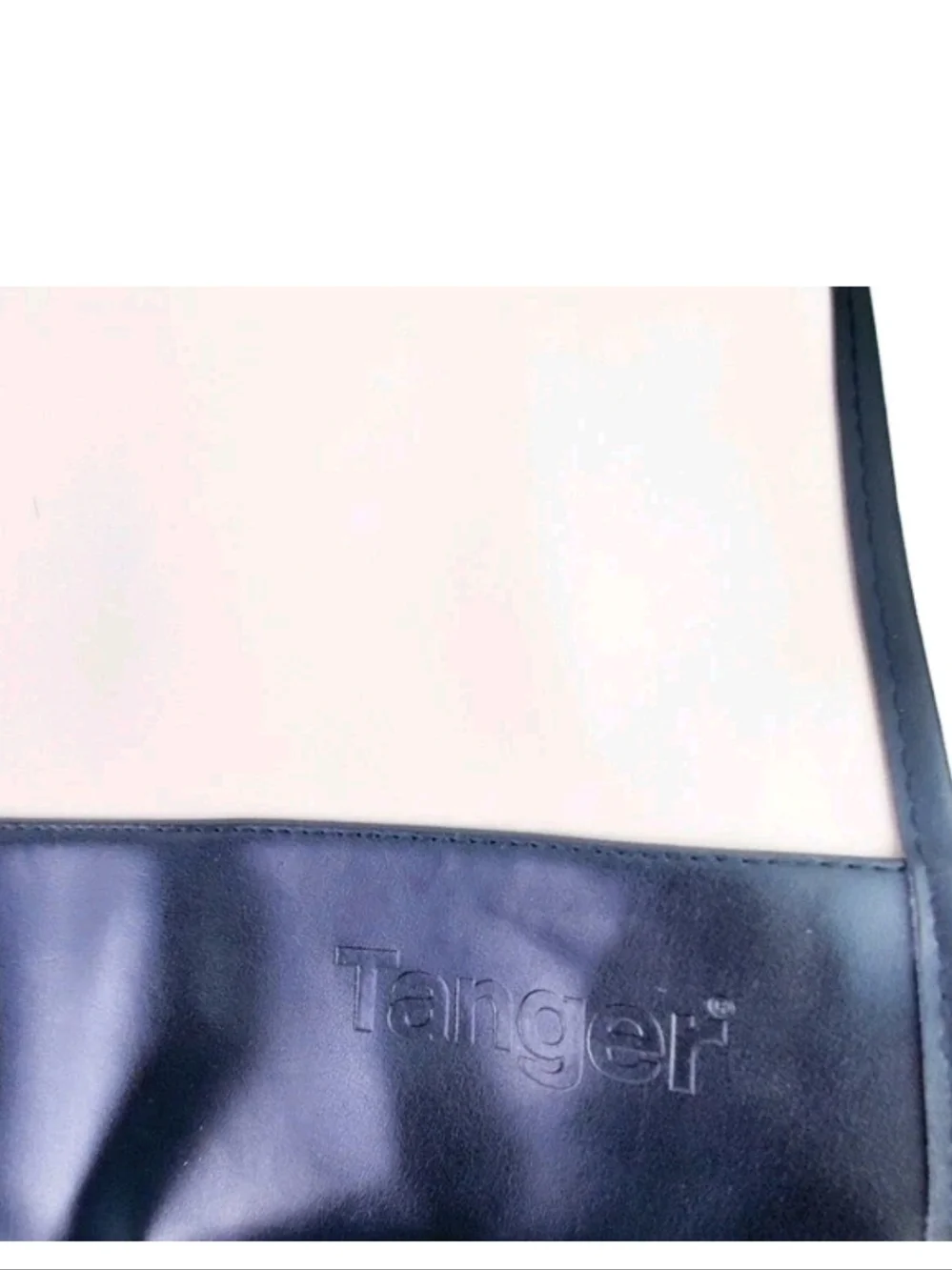 Tanger Classic Patented  Two-Tone Tote Bag in White &  Black Large